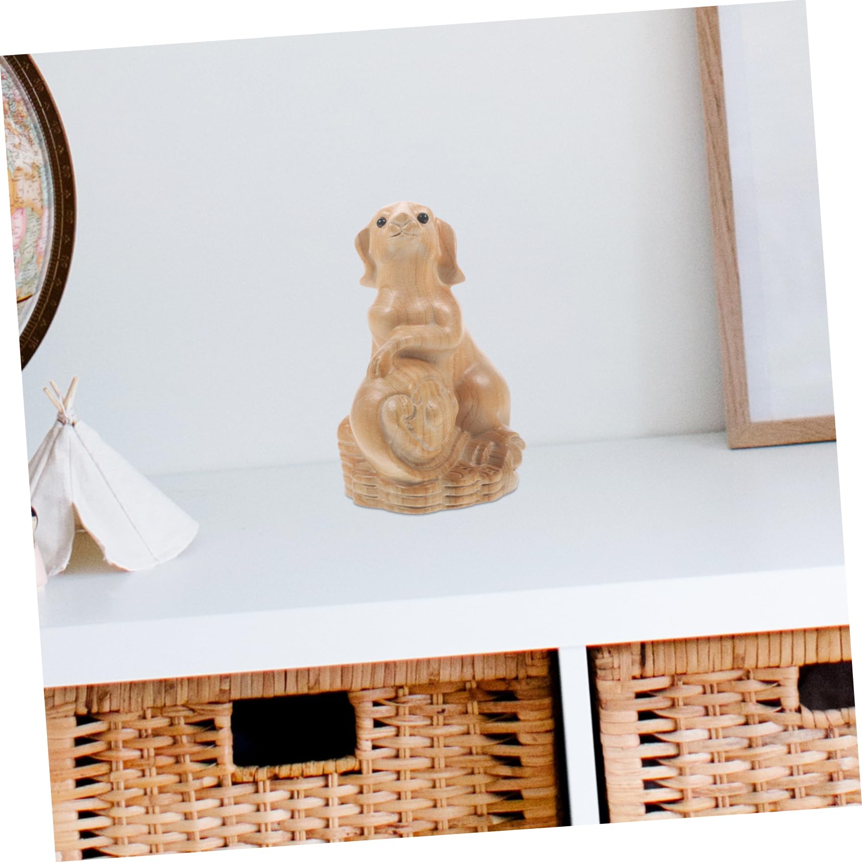 Amazon.co.jp: WRITWAA 木製犬の彫刻 おしゃれな犬の装飾品 大型桃木十